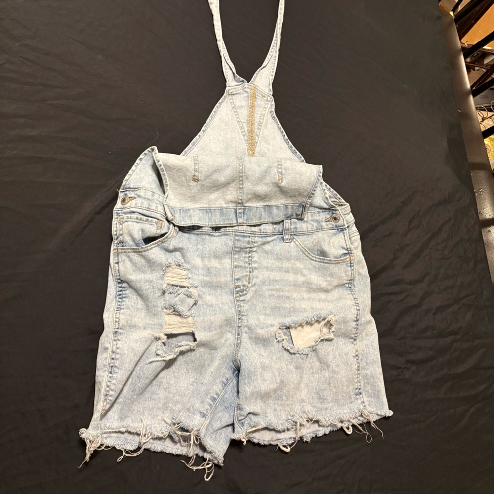 Maurice’s Light Blue Distressed Denim Overalls